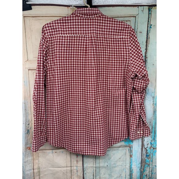 Banana Republic Mens XL Red White Checkered Plaid Button Down Long Sleeve Shirt - Picture 5 of 9